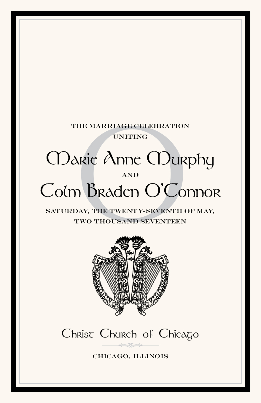 Celtic and Scottish Harp and Thistle Wedding Programs and Church
